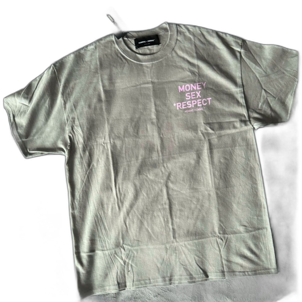 HOMME + FEMME LA Gray Pink Graphic Tee XL NWT Rare Designer Streetwear - Picture 7 of 8